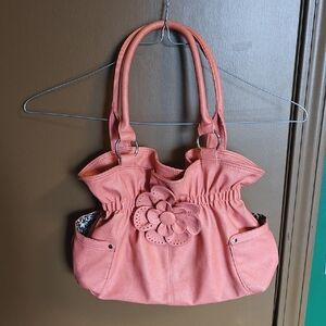 Coral Pink Floral Women's Shoulder Bag